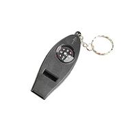 4 en 1 Mini thermomètre Pocket Multi Usage sifflet Compass Magain Keychain Practical Emergency Survival Tool for Outdoor Black Washingle Compass Maginaire Keychain