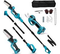 4 en 1 Mini tronçonneuse Perche Élagueuse Télescopique sans fil compatible avec Makita 18 V (sans batteries),Secateur à Batterie avec Perche, petite scie avec chaîne de verrouillage de sécurité