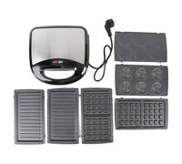 4 en 1 Petit Déjeuner Maker pour Gaufres Panini Torréfaction de Noix et Crêpes Antiadhésif Plaques Amovibles Chauffage Rapide Électrique Grill Sûr pour Usage Familial