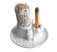 4 en 1 Porte Encens Ceramique Bruleur Encens Sauge Blanche Porte Palos Santo Support Encens Batons Accessoires De Méditation Yoga