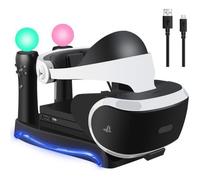 4 en 1 PSVR Présentoir de charge avec support pour casque stockage PlayStation VR, Chargeur 2 contrôleurs PS Move Station d'accue