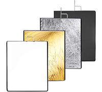4 en 1 Réflecteur de Lumière 75x90cm Kit de Drapeau Panneau Métallique Réflecteur avec Doux Blanc, Noir, Argent et Or Couverture Tissu pour Photo Vidéo Studio Photographie
