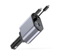 4 en 1 Rétractable Chargeur Voiture, 120W Chargeur Allume Cigare USB C avec Allume Cigare USB, Prise Cigare USB C et Câble Extensible 90 cm, Compatible avec Les Smartphones de Différentes Marques