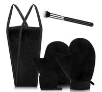 4-en-1 Set Gant Autobronzant,Applicateur Dos & Pinceau Bronzer | Gants de bronzage pour le corps et le visage, application sans traces, visage autobronzant