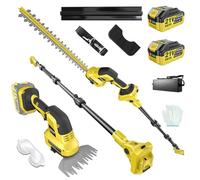 4 en 1 Taille-Haies à Batterie Élagueur sur Perche pour Makita 18V, avec 2×4.0Ah Batteries, Extension 4,55 m, Lames 406 mm & 152 mm, tête de Coupe pivotante 180°, idéal pour Le Jardin (Jaune)