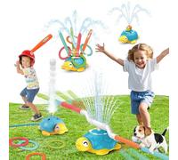 4 en 1 Tortue Jeux Exterieur Enfant, Jeu Exterieur avec Splash D'escargot, Lancement de Bague, Jeu de Baseball et Jeu de Saut, 360° Rotatif Jardin Jouet D'extérieur pour Enfants de 3-12 Ans