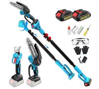 4 en 1 Tronçonneuse sur perche sans fil 15 cm (6″) Mini tronçonneuse avec télescopique (2,5 m) + Sécateur électrique 35 mm, incl. 2x21V batterie parfait pour l’élagage et la taille des branches