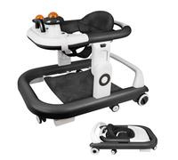 4 en 1 Trotteur Bébé Garçon Fille avec 3 Hauteurs Réglables,Trotteur Bebe Marche Pliable,Coussin Doux,Charge 12KG,Trotteur Voiture Bebe 6+ Mois (Noir-70 * 56 * 42cm)