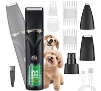 4 en 1 Ttondeuse pour Chien Chat Set Ninonly Professionnelle Tondeuse Chien Poil Long Sans Fil Epais avec 4 Têtes de Coupe Multifonctions pour Pattes, Yeux, Oreilles,Visage Noir