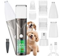 4 en 1 Ttondeuse pour Chien Chat Set Ninonly Professionnelle Tondeuse Chien Poil Long Sans Fil Epais avec 4 Têtes de Coupe Multifonctions pour Pattes, Yeux, Oreilles,Visage Gunmetal