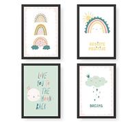 4 enfants Premium Poster DIN A4 | tableaux muraux pour chambre d'enfant - arc-en-ciel - impressions d'art de haute qualité | décoration | set de tableaux muraux