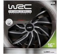 Lot de 4 enjoliveurs Bi-couleur gris & noir 16 pouces - WRC - TURBO - Look racing - Fixation simple et rapide par clips
