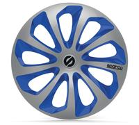 4 Enjoliveurs Argent/bleu Sparco Sicilia 15 Pouces