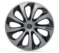 4 Enjoliveurs Argent/noir Sparco Sicilia 16 Pouces