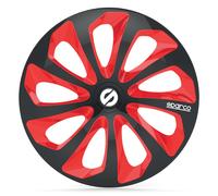 4 Enjoliveurs Noir/rouge Sparco Sicilia 15 Pouces
