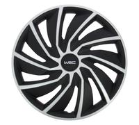 WRC 007598 - 4 Enjoliveurs 15" Pouces, Turbo Bicolore, Gris,Noir