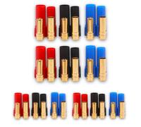 4 Ensembles (24 pièces) Connecteurs XT150 Premium à haut courant de 7 mm, connecteurs dorés, protection contre l'inversion de polarité, connecteurs mâle et femelle, rouge, noir, bleu, 150A, batterie