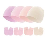4 ensembles de bonnets pour bébés de couleur unie, résistants au vent, bonnets pour nourrissons, bonnets pour nouveau-nés avec gants anti-rayures assortis pour garçons et filles, bonnets en coton pour