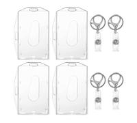 4 Ensembles De Cartes D'Identité Transparentes, Porte-Clés 4 Pièces avec Porte-Cartes, Housse De Protection pour Permis De Travail, Porte-Clés Anti-Perte, Fournitures De Bureau.
