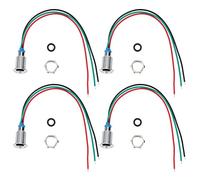 4 ensembles de LED rondes cathodiques communes, 10 mm pré-câblé LED bicolore métal indicateur étanche 12-24 V(Rouge et vert)