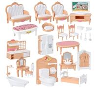 4 Ensembles de Meubles de Maison poupée, des Meubles Miniatures réalistes comprennent Une Chambre, Une Salle Bain, Cuisine et Un Salon Abs DIY Decorative Dollhouse Accessoires pour Faire se