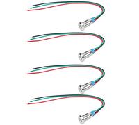 4 ensembles de Voyants Led en Métal, Voyant à Tête Plate, Lampe à Cathode Commune, Composants de Contrôle Industriel, 8 Mm 12-24 V Pour La Modification de La Voiture((Rouge Et Vert))