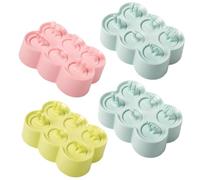 4 Ensembles Moule à Glace en Silicone 3d, Fabrication Maison | Silicone et Pp, Poignée Intégrée, Nettoyage Facile, pour Purée de Fruits et Pudding au Réfrigérateur