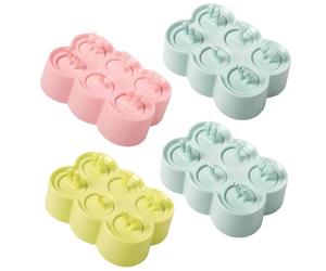 4 Ensembles Moule à Glace en Silicone 3d, Fabrication Maison | Silicone et Pp, Poignée Intégrée, Nettoyage Facile, pour Purée de Fruits et Pudding au Réfrigérateur