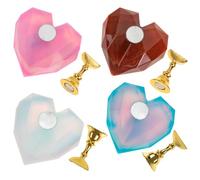 4 Ensembles Présentoir à Faux Ongles Cœur en Résine Magnétique | Base de Nail Art, Usage en Salon Professionnel et École, pour Afficher et Entraîner Vos Gestes Couleur Aléatoire