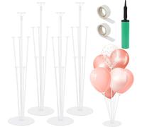 4 Ensembles Support Ballon Anniversaire, Porte Ballon De Table Transparents Support Ballons Gonflable Tige, Porte Ballons Baudruche avec Bases, Pompes, Autocollants pour Fêtes, Mariages, Anniversaires