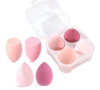 4 Éponges Maquillage Professionnelles, Beauty Blender Set pour Fond de Teint, Poudre Libre & Correcteur, Sans Latex, Lavable, Sec/Humide, Formes Larme, Olive et Goutte