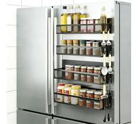 4 Etagere Magnetique Frigo,Organisateur de CuisineSans Perçage,Range Epices | Étagère Magnétique pour Épices,Lot de 4(2 grands, 2 moyens)avec Aimants Puissants 5 kg,Réfrigérateur,Four,Micro-ondes-Noir