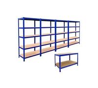4 Etagères 1 Etabli Bricolage Rangement Acier Sans Boulons Rayonnage Garage MDF