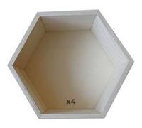 4 étagères hexagonales en bois 30 x 26 x 10 cm - Graine Créative