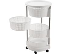 4 étages Étagère de rangement Blanc Chariot de rangement de cuisine mobile autoportant Chariot de courses roulant