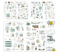 4 Feuilles Autocollant Joyeux Anniversaire, Stickers Colorés Scrapbooking pour Décorations de Fête,Stickers Scrapbooking Anniversaire pour Décoration Album Photo Livre d'or Anniversaire, Autocollants