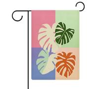 4 feuilles de Monstera - Drapeau géométrique abstrait pour jardin, maison, cour, extérieur, vacances saisonnières, drapeau double face 30,5 x 45,7 cm