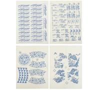 4 Feuilles Décalcomanie en Argile Papier Transfert Professionnel | Fournitures de Poterie en Papier, Motifs Divisibles en Formes Variées, Accessoire Décoratif pour Atelier
