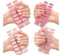 4 feuilles Gel Stickers Nail 4 couleurs Simple Style Strion en gel Brouilles à ongles semi-durcisses en bandes de ongles UV Light requis en complet Emballages Nail Art Stickers pour les