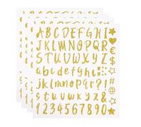 4 Feuilles Lettre Autocollante en Vinyle Alphabet et Chiffre Autocollant Chiffre Pailleté Autocollant Alphabet pour Casquettes Décorations de Remise des Diplômes Cadeau Doré
