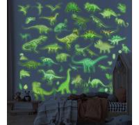 4 Feuilles Stickers Muraux Dinosaure Brillent dans le Noir, Papier Peint Dinosaure Réutilisables Stickers Mural Dinosaure pour Garçons et Filles Cadeaux de Salle de Jeux pour Crèche