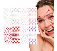 4 Feuilles Strass Autocollant,Coeur Strass Gem Auto-Adhésifs Coloré Strass Stickers pour Maquillage Corps Ongles DIY Artisanat
