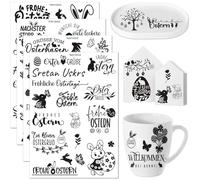 4 Feuilles Transparents Tampons de Pâques, Stickers Transfert Pâques, Décoration Transfert Autocollant pour Meubles Bougies, Œufs de Pâques Lapin Poulet Motif, pour Enfants DIY Artisanat Scrapbooking