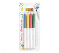 4 Feutres Alimentaires Jaune, Vert, Rose, Bleu