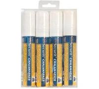 Securit Marqueurs craie liquide Lot de 4 Pointe large biseautée 7-15 mm Blanc