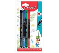 4 Feutres Graph'peps Deco - Feutres Pointe Fine 0,4 Mm - Pointe Résistante - Confort D'écriture Et Dessin - 4 Stylos Feutres Couleurs Noir, Vert, Rouge, Bleu