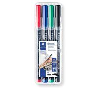 4 feutres - Indélébile - Permanent - Noir Bleu Rouge Vert - Lumocolor - Staedtle