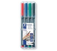 4 feutres - Indélébile - Pointe fine - Noir Bleu Rouge Vert - Lumocolor - Staedt