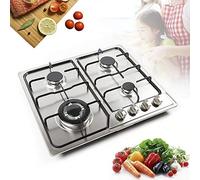 4 feux de cuisson à gaz, acier inoxydable, gaz naturel/butane, support de casserole en fonte, cuisinière à gaz, cuisinière à gaz, cuisinière encastrée, argent, 550 x 470 mm