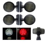4 Feux de Gabarit et d’Encombrement LED 12V 24V Blanc Rouge Cabochon Fumé/Teinté Feux de Position Latéraux Coudé Court en Caoutchouc Camion Caravane Remorque Véhicule Agricole Utilitaire